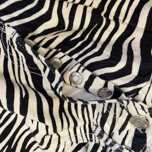 ZARA  Black & White Zebra Print Straight Wide Leg Denim Jeans EUC Sz 8 Cotton