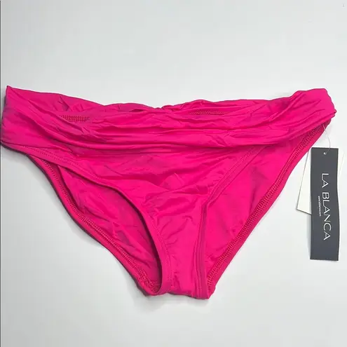La Blanca Island Goddess Shirred Band Hipster Bottom - Pop Pink. Size 4