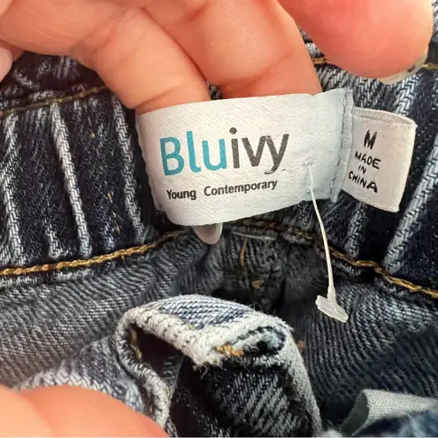 BluIvy Light Blue Acid Wash Paperbag Waist Elastic Cuff Jogger Jeans Medium