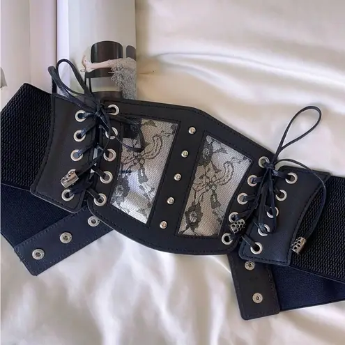 Goth Gothic Alternative Corset Belt Lace Floral Black