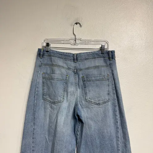 Pilcro  Blue Wide Leg Cropped Boyfriend Raw Hem Jeans Sz 28
