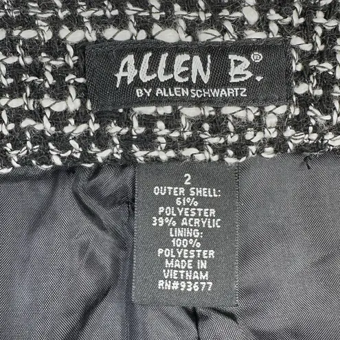 Allen B Black & White Boucle Zippered Detail Mini Skirt Women’s Size 2