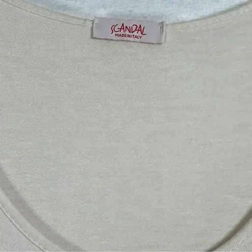 Scandal Made in Italy Cream Long Sleeve Top Sequin Ruffle Hem Lagenlook Size M Size M