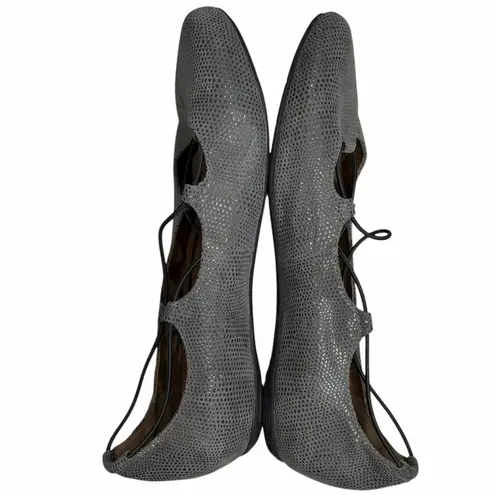 Earthies Essen Ballet Flat Shoes Womens 12 B Gray Suede Elastic Strap Feminine