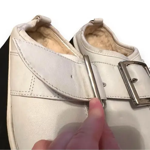 UGG x Opening Ceremony Tasman Off White Leather Faux Fur Platform Mules Sz 8