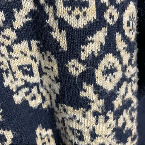 Vintage Cardigan Sweater Navy Blue Women Size Large Floral Eclectic Retro 90s