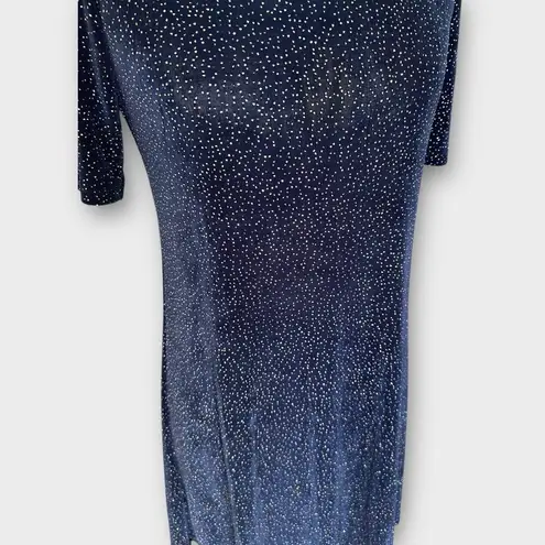 Vintage 90s Sparkly All Over Glitter Mini Dress Knit Ultra Dress sz 10 Swiftie Blue