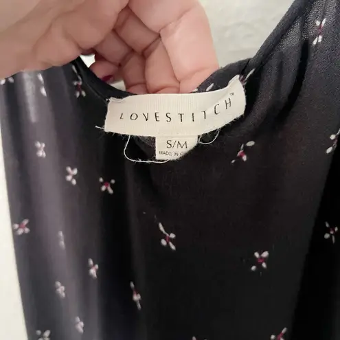 Lovestitch Black Floral Ruffle Hem Tank Maxi Dress