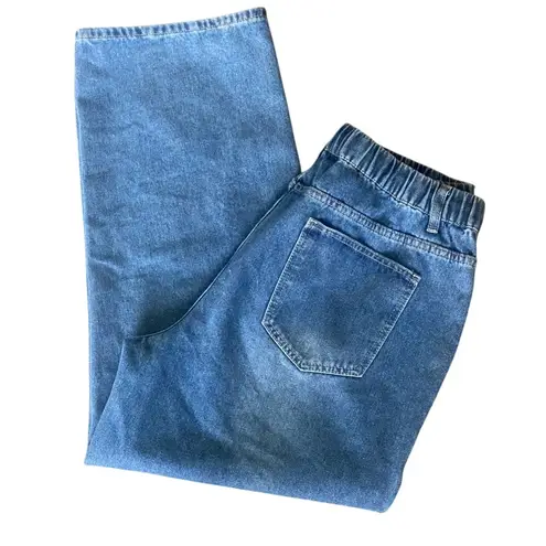 High Rise Barrel Jeans with an Elastic Drawstring Waist. Size XXL Blue thumbnail 6
