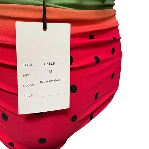 Unique Vintage Watermelon Pin Up Style 3 Piece Bikini Swimsuit Set Size Medium