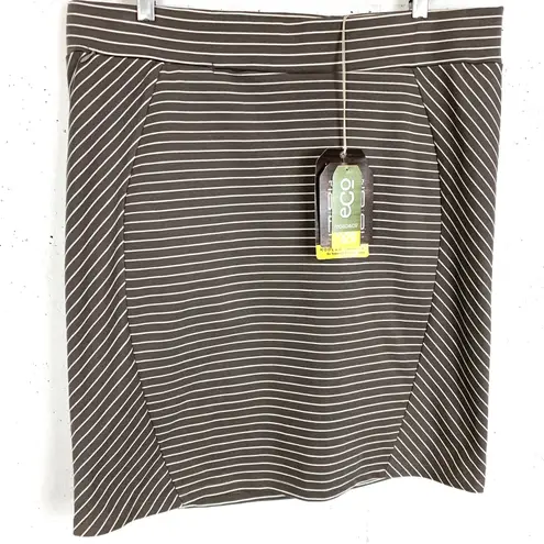 Toad & Co Striped Transita Pencil Skirt Falcon Thin Stripe UPF 50+ Size XL Brown