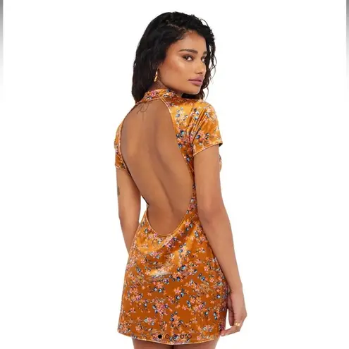 SAVAGE X FENTY PSYCHEDELIC VELVET SLIP DRESS FLORAL SIZE SMALL Brown