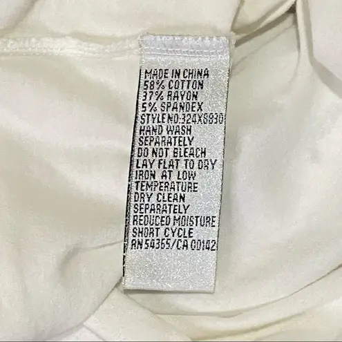 Peter Nygard Blouse Long Sleeve White Woven Mock Turtle Neck Plus Size OX NEW