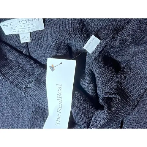 St. John Basics Marie Gray Knit Wide Leg Pants Black Career Casual Cozy USA FLAW Size 6