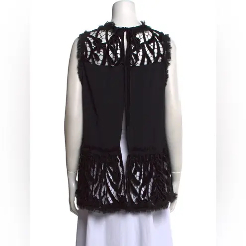 Alexis Women’s Large Sleeveless Blouse Black Crochet Lace Neck Tie