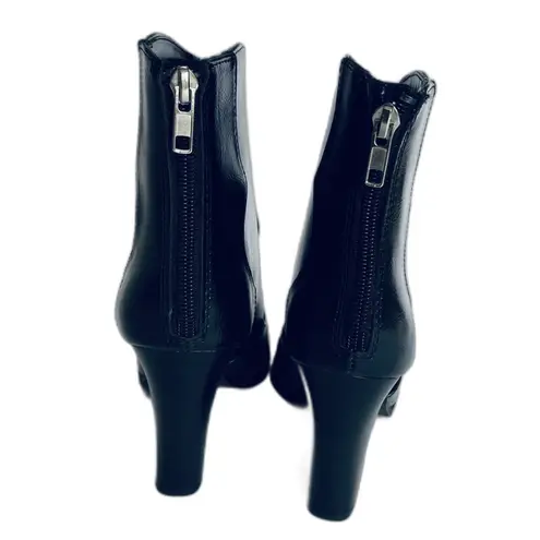 Soda NWT Black Metal Tip Western Booties Zip Faux Leather with Block Heel Sz 6M