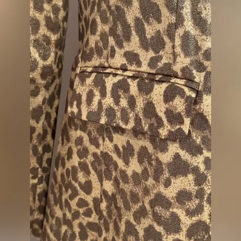 Berek Blazer 2 Button GoldBrown Metallic Leopard Animal Print Front Pockets Sz M Size M