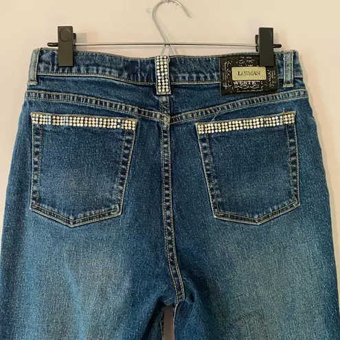LawMan Straight Leg Jeans Rhinestone Slim Fit Vintage Western Women size 9 / 30 - Image 8