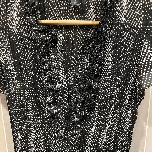 East 5th Cute Vintage Y2K polka dot crinkle ruffle sheer button front blouse whimsigoth