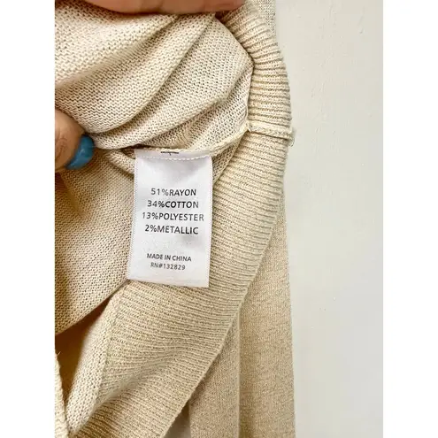 Camila Coelho Bexley Shimmer Long Sleeve Cutout Sweater Ivory Gold Women Size XS