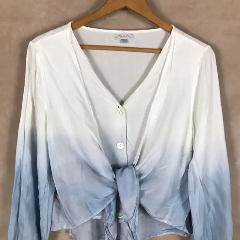 Ultra Pink Dip-Dye Wrap Front Long Sleeve Top NEW 1X