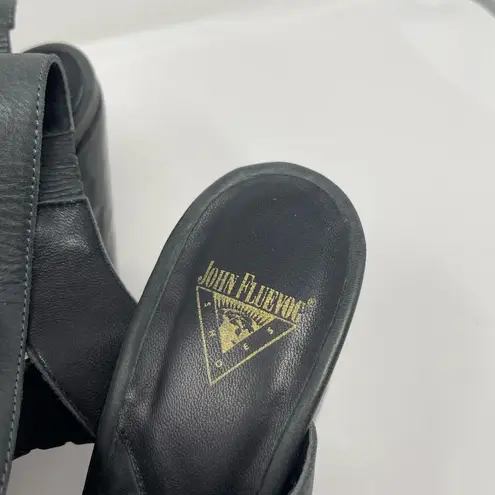 John Fluevog Tuggawar Hopscotch Black Strappy Heels (6.5)