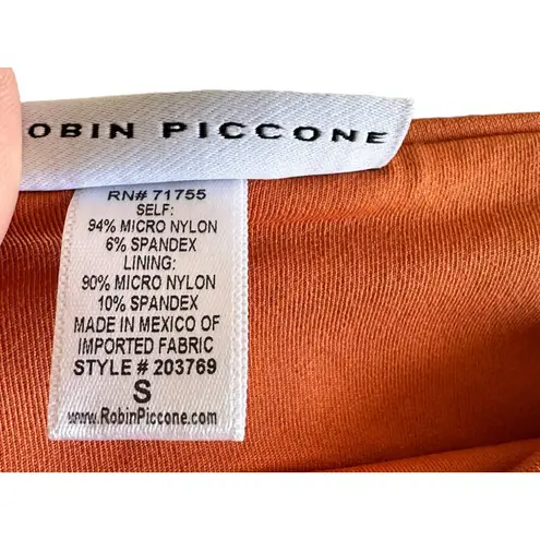 Robin Piccone Robin Piccone women's Abi burnt orange ecru bikini bottoms size Small NEW $98