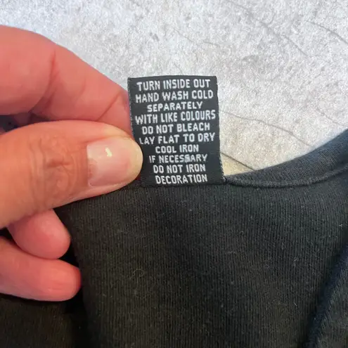 Reference Point Black Embellished Top Gold Safety Pin Detail V Neck L