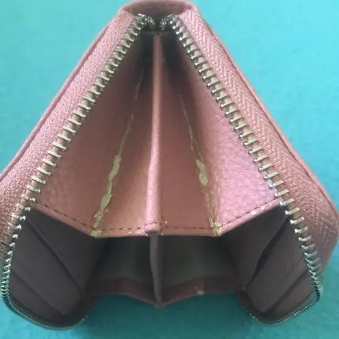 PINKO BAG leather embellished on both sides zipper wallet 4 inside pockets Pink