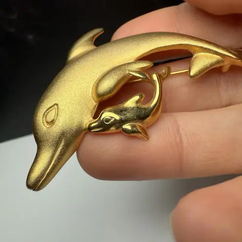 Dolphin Brooch Pin Lot Of 2 Sea Life 1 Gold Tone 1 Two Tone