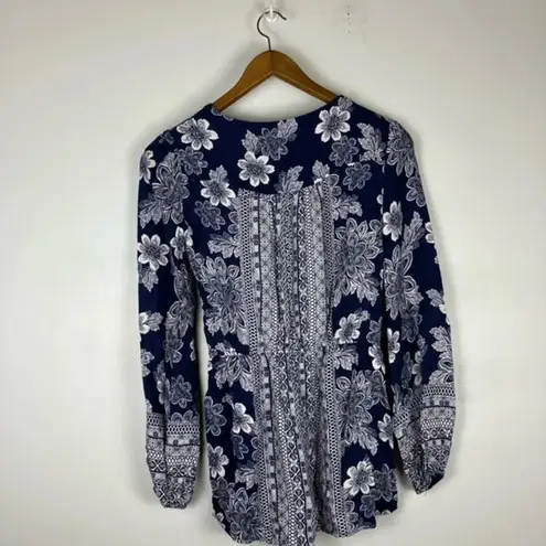 Lulu's Flower Power Play Navy Blue Print Romper