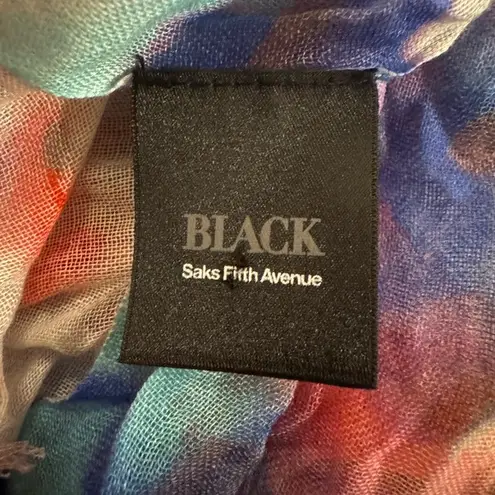 Saks Fifth Avenue Black Label women’s scarf. Watercolor pattern, raw hem 42x76 Blue