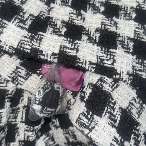 NWT NVLT Women's Cape Jacket with Lantern Sleeves Plaid Houndstooth Black White Size L