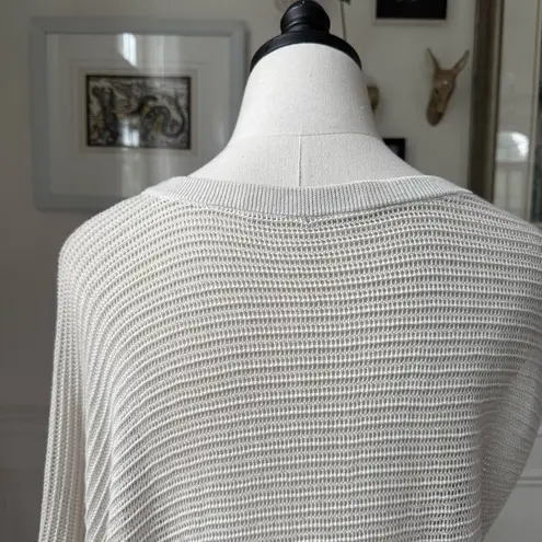 ALLSAINTS Aster Tee Top Relaxed Asymmetrical Ivory Ecru Open Knit L