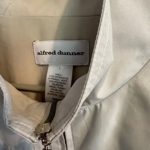 Alfred Dunner Lightweight Jacket Women's L Beige Daisy Zipper Pull