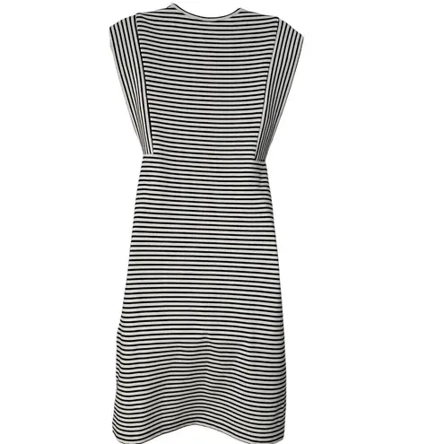 Derek Lam Size 40 US 4 V Neck Sheath Dress Black White Striped Stretch Chic Work