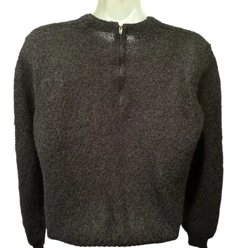 VTG 80’s Aileen Wool Blend Boucle Black Sweater Sz S Round High Neck Fall Winter