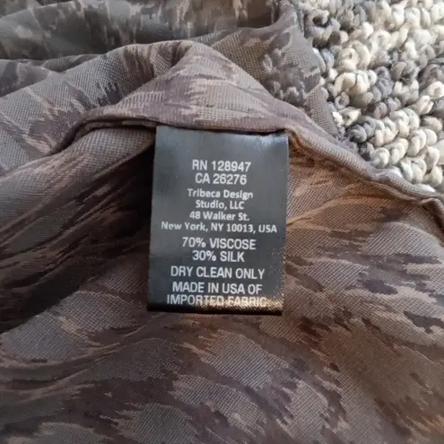 Nili Lotan Black and Brown Leopard Long Sleeve Top See Through Womens Xs