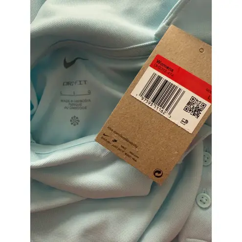Nike NWT  Dri FIT Victory Glacier Blue Womens Sleeveless Golf Polo Shirt Sz L