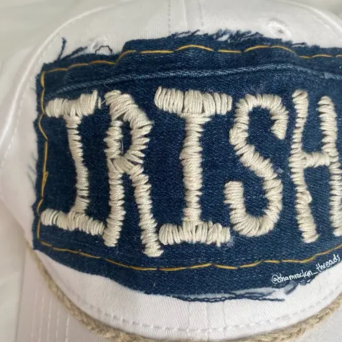 Notre Dame Irish trucker hat embroidered braided reworked White