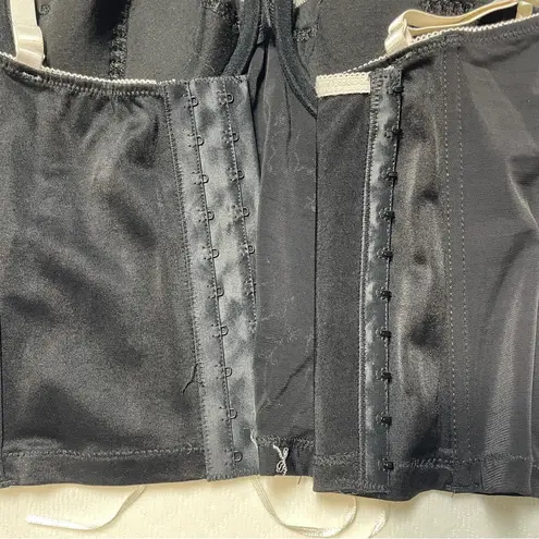 Black Bustier Top with White Embroidery size 36C Black