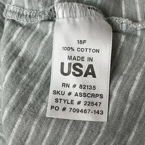 Fresh Produce Top Women 2X Plus Grey Pullover Blouse Striped Cold Shoulder USA