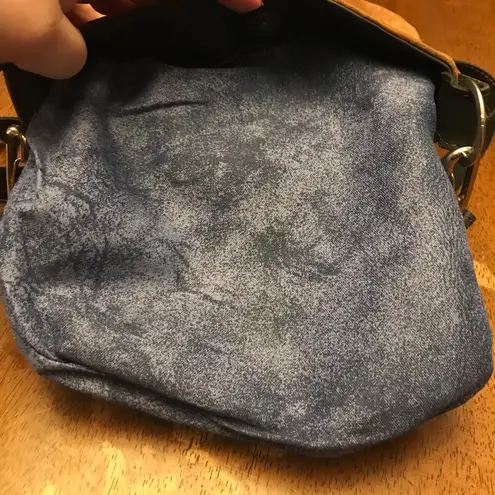 EL CEIBO HANDCRAFTED TAN SUEDE AND BLACK LEATHER CROSSBODY MESSENGER BAG Brown