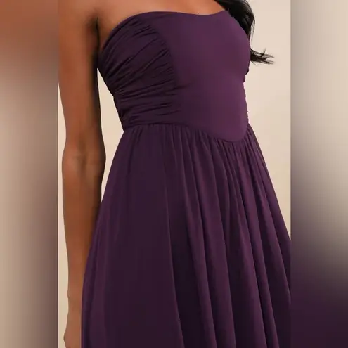 Lulus LULU’S Luxe Favorite Dark Purple Strapless Ruched Maxi Dress