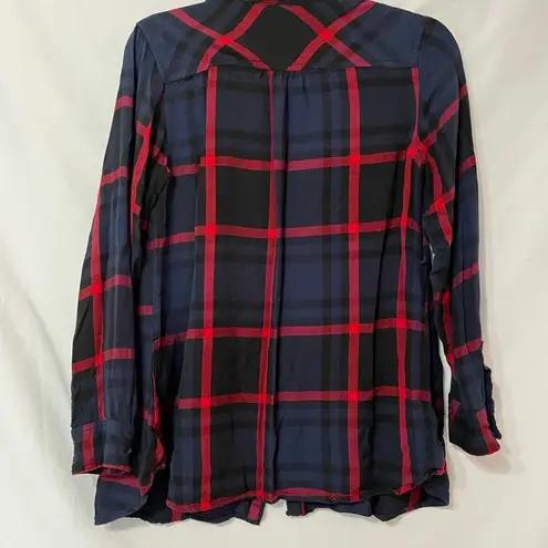 Isabel Maternity  Blue Red Plaid Button Down Shirt Womens XS Fall Flannel Casual - Image 7