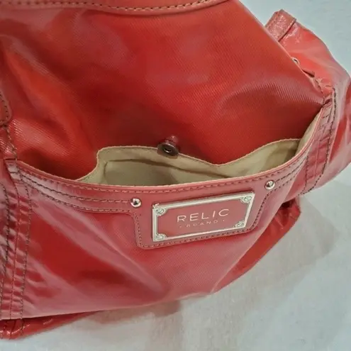 Relic  Red Faux Leather Pinstripe Shoulder Bag