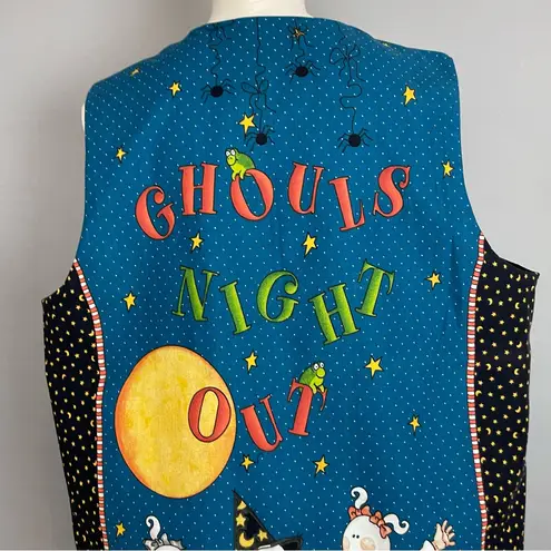 Daisy Kingdom Vintage Halloween Vest Cat Witch Handmade Ghouls Night Out Women Blue Size undefined