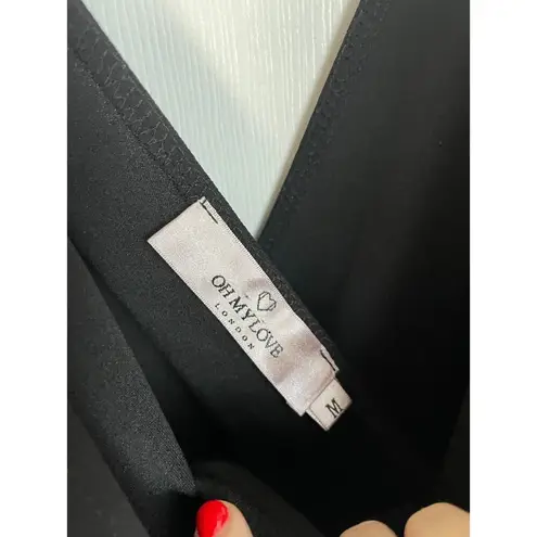 Oh My Love London Womens bow v neck black Bodysuit Medium