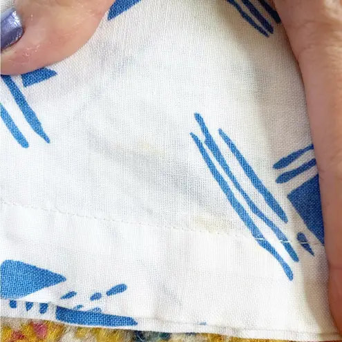 Vintage 1980s Color Cues Abstract Geometric Sailboat Summer Fun Button Down Top White Size undefined