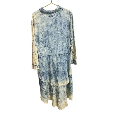 Kroix Dress Womens 1X Yellow Denim Distressed Asymmetrical High Low Layered